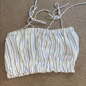 Yellow navy and white crop top